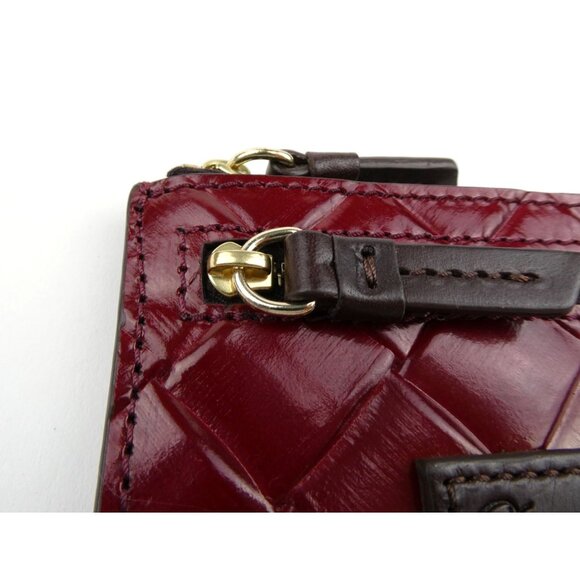 Dooney & Bourke Burgundy Quilted Leather Keychain Wallet Card Holder With Zipper - Picture 15 of 16